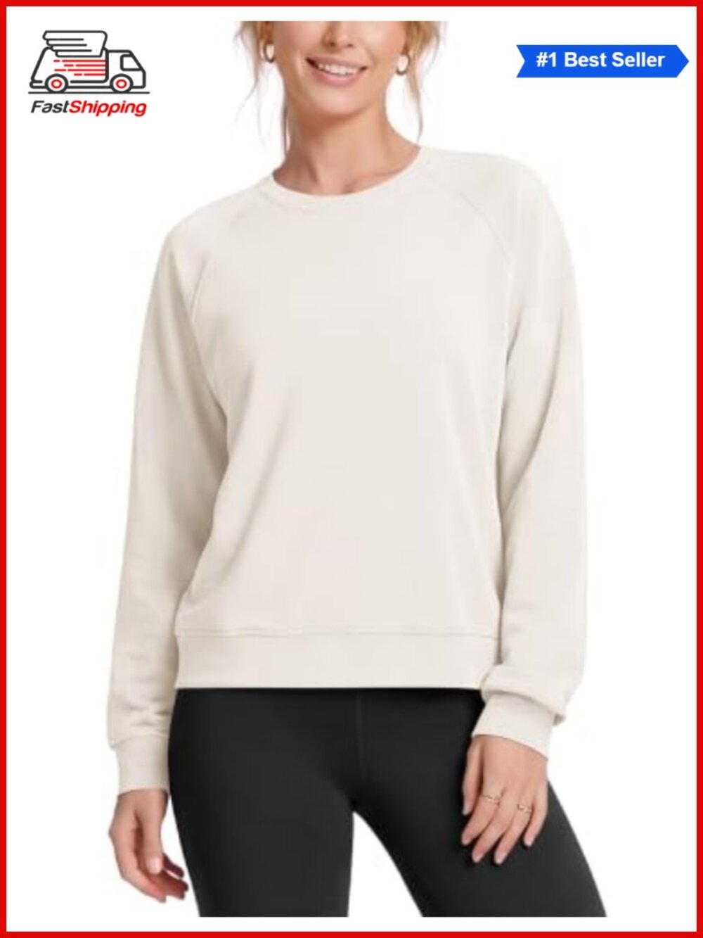 ✨ ODODOS Modal Soft Raglan Long Sleeve Sweatshirt Oversized Crewneck Pullover